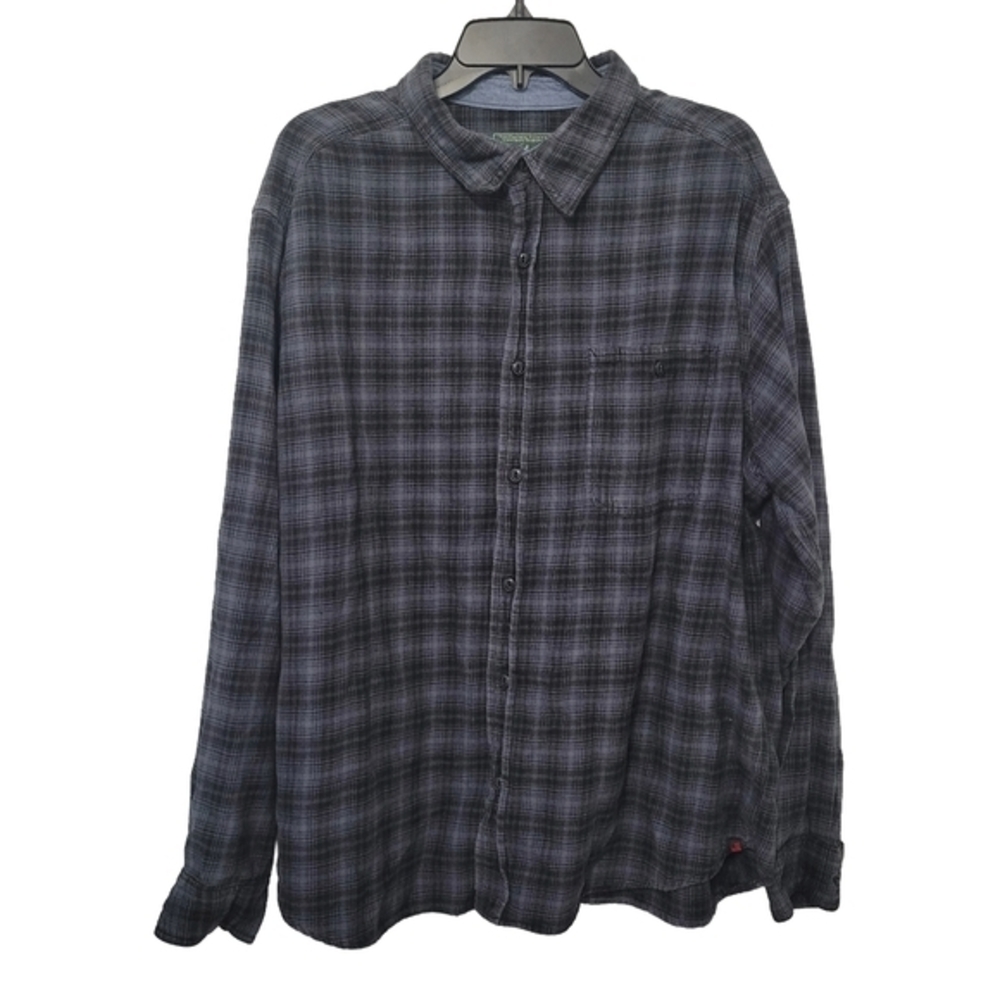 Woolrich Men's Flannel Button Down Shirt Size XL Black Blue‎ Plaid Check Cotton